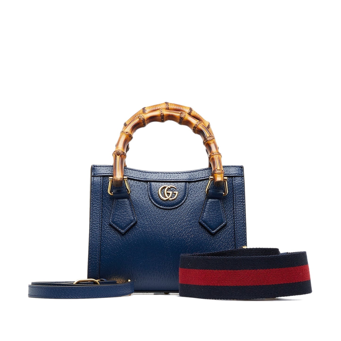Gucci Bamboo Blue Leather Shoulder Bag