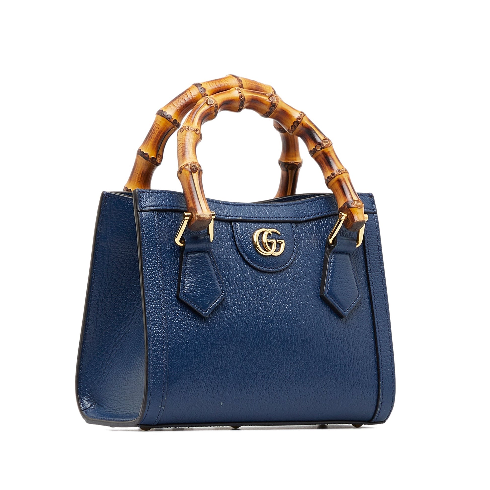 Gucci Bamboo Blue Leather Shoulder Bag