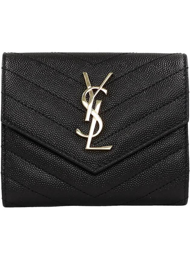 Luxury Saint Laurent Trending 2026 Matelasse Monogram Quilting Flap Half Wallet Black