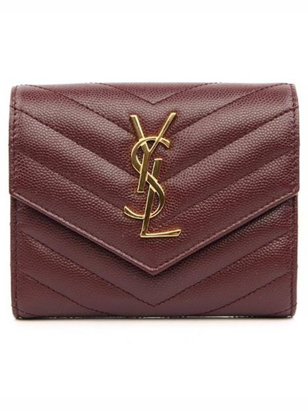 Luxury Saint Laurent Trending 2026 Matelasse Monogram Quilting Flap Half Wallet Red