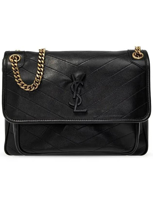 Luxury Saint Laurent Trending 2025 Nikki Medium Leather Shoulder Bag Black