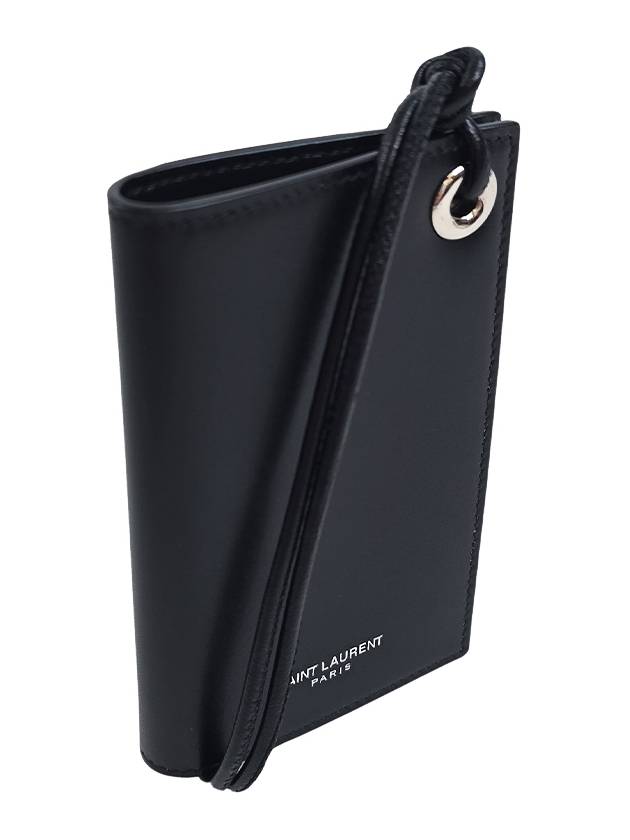 Luxury Saint Laurent Trending 2026 Men's Logo Strap Card Wallet Black