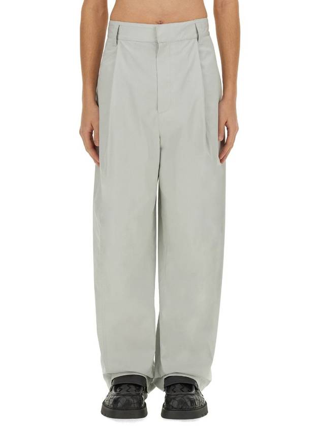 Luxury Bottega Veneta Cotton Silk Wide Leg Slacks Cloud