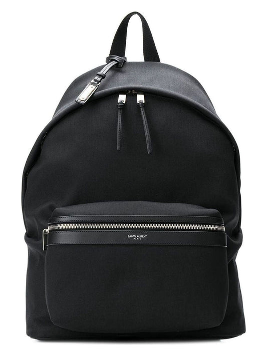 Luxury Saint Laurent Trending 2025 Men's Leather-Trim City Backpack in Black | 534967GIV3F