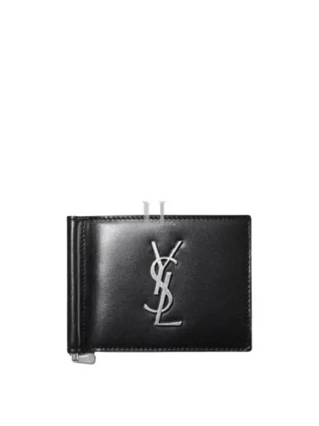 Luxury Saint Laurent Trending 2026 Monogram Money Clip Half Wallet Black