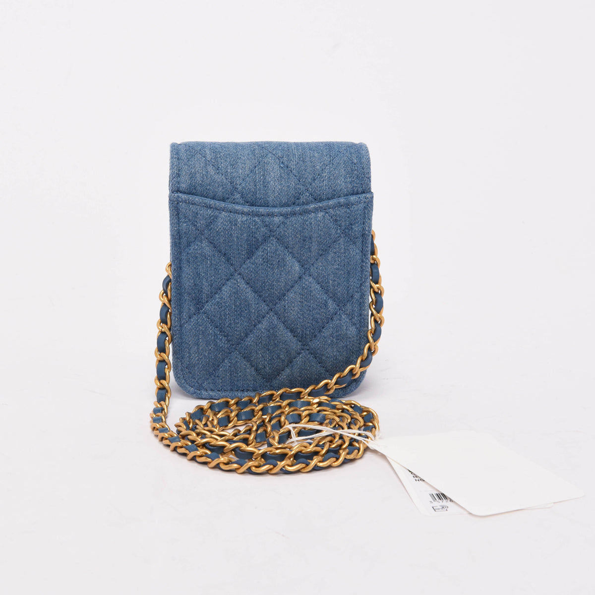 Chanel Blue Quilted Flap Clutch With Chain