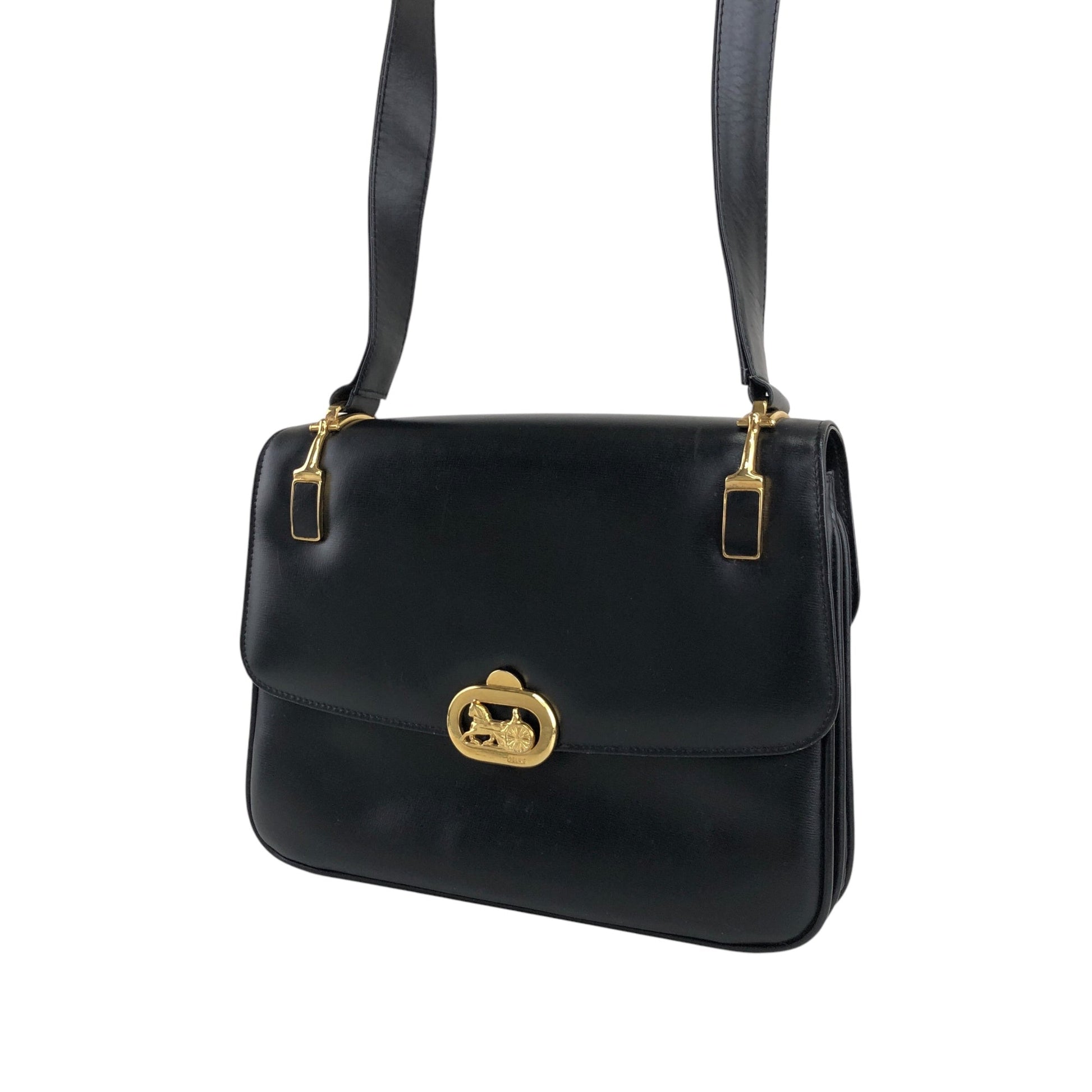 CELINE Horse Carriage Shoulder bag Black s2znbb