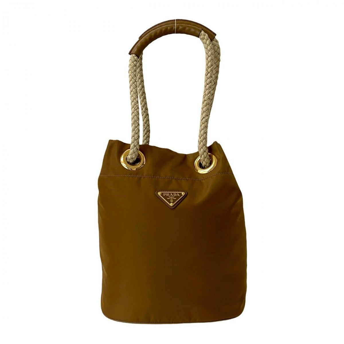 PRADA Shoulder Bag leather Brown Marina Small Re-Nylon