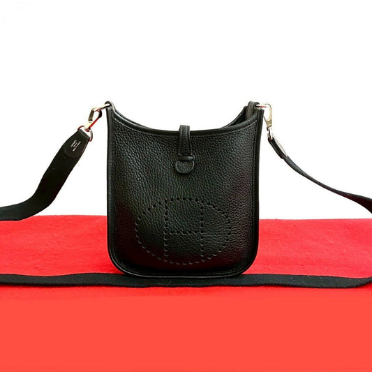 HERMES Shoulder Bag Taurillon Clemence black Evelyn TPM