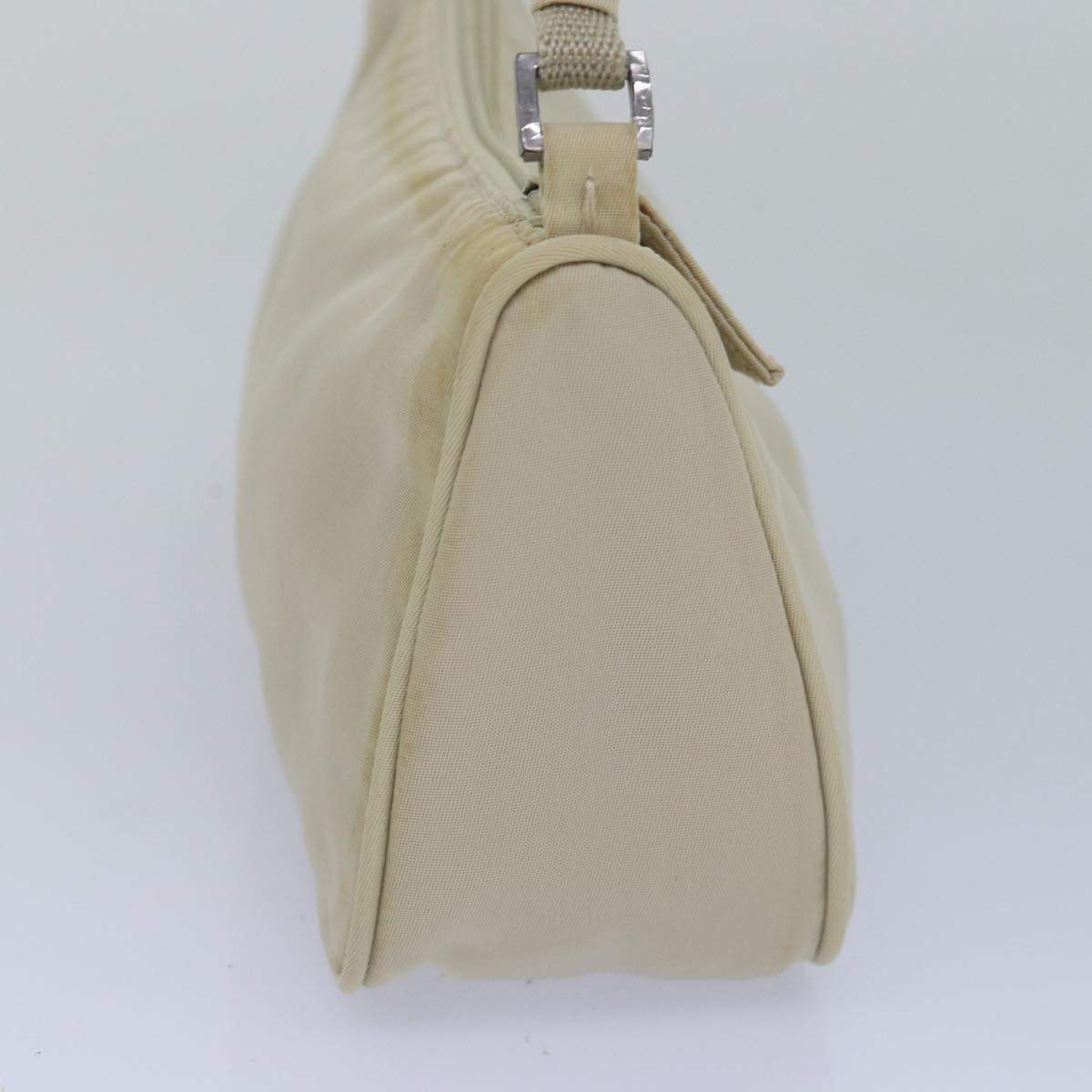 PRADA Nylon Hand Bag Cream Auth
