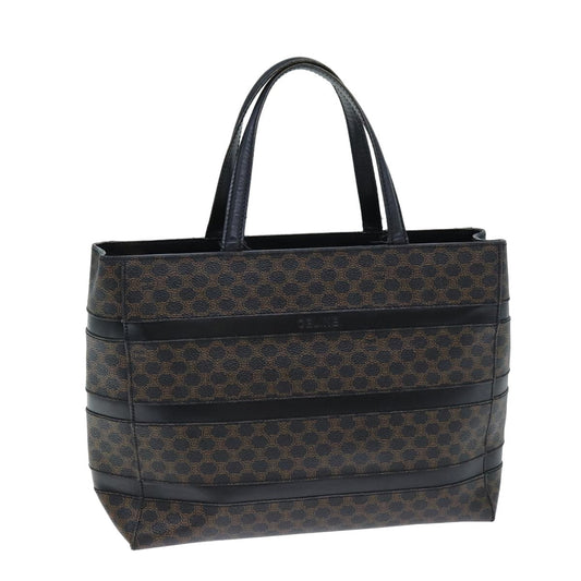 Luxury CELINE Macadam Canvas Hand Bag Black Brown 80079
