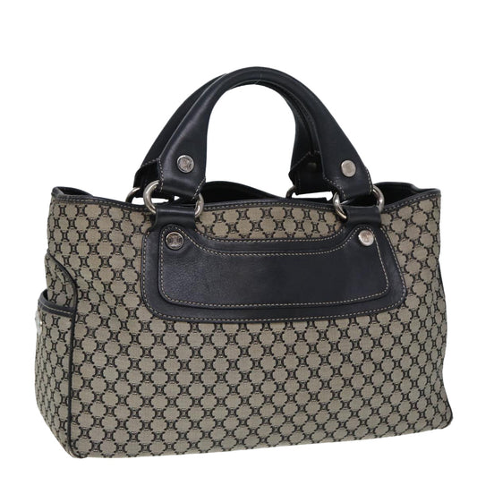 Luxury CELINE Macadam Canvas Hand Bag Black Beige 80080