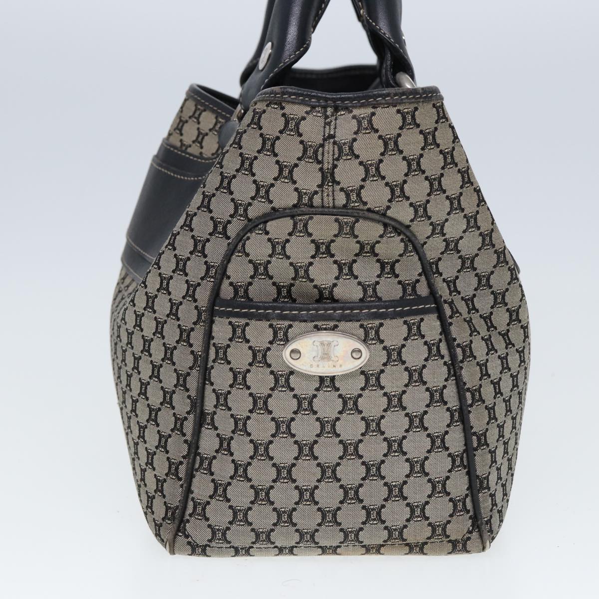 Luxury CELINE Macadam Canvas Hand Bag Black Beige 80080