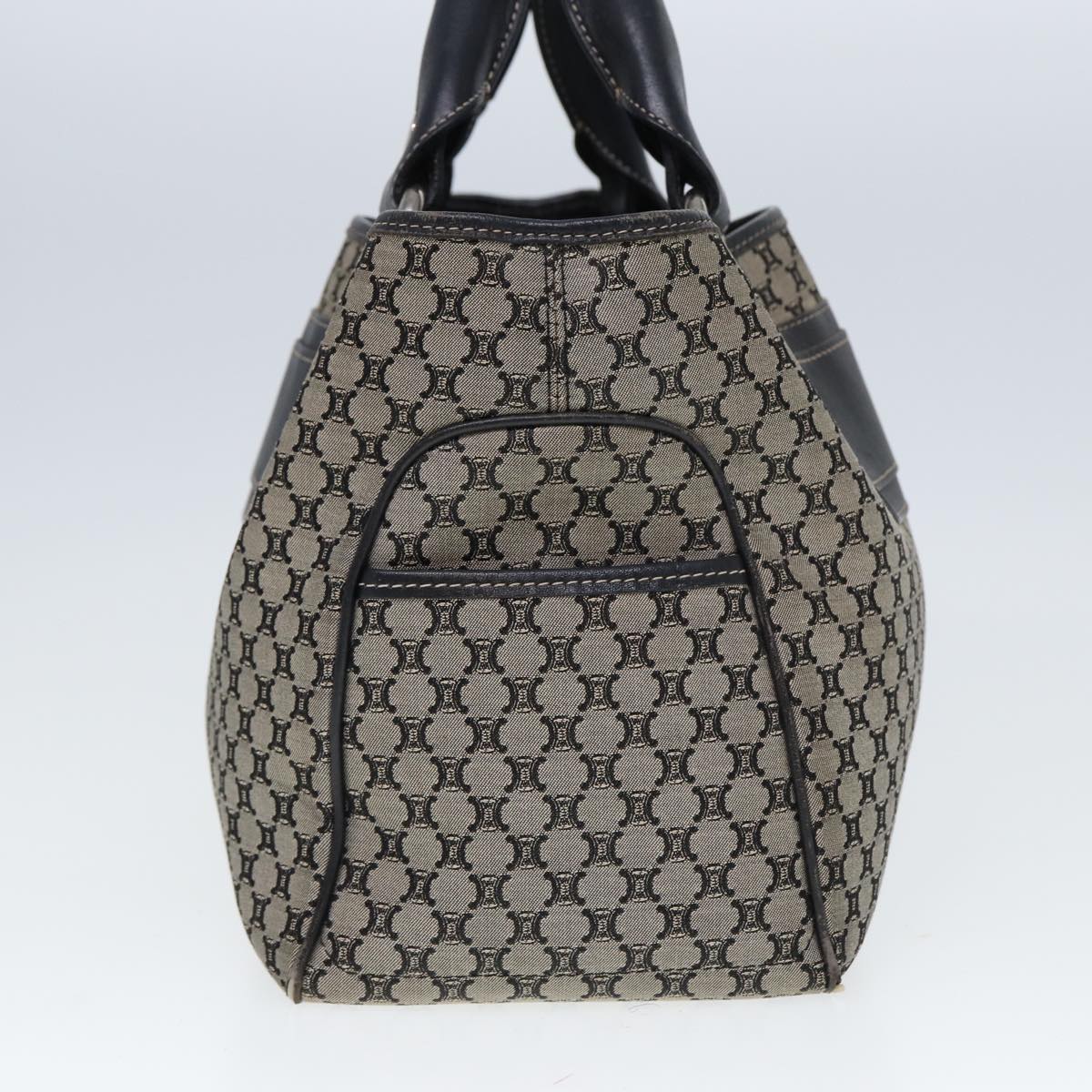Luxury CELINE Macadam Canvas Hand Bag Black Beige 80080