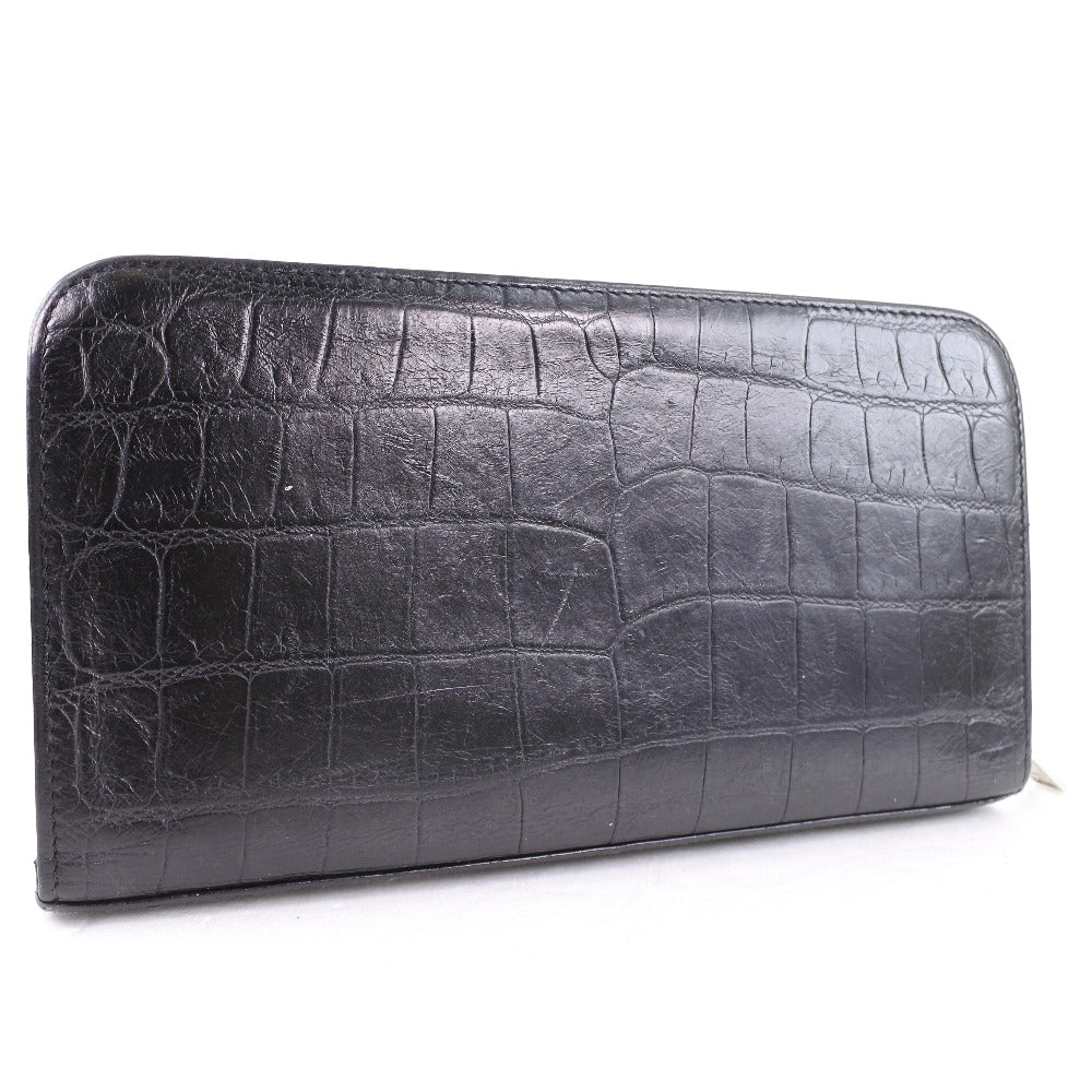 SAINT LAURENT PARIS Long Wallet Purse 328558 CS33E Calfskin black Embossing Zip Around mens