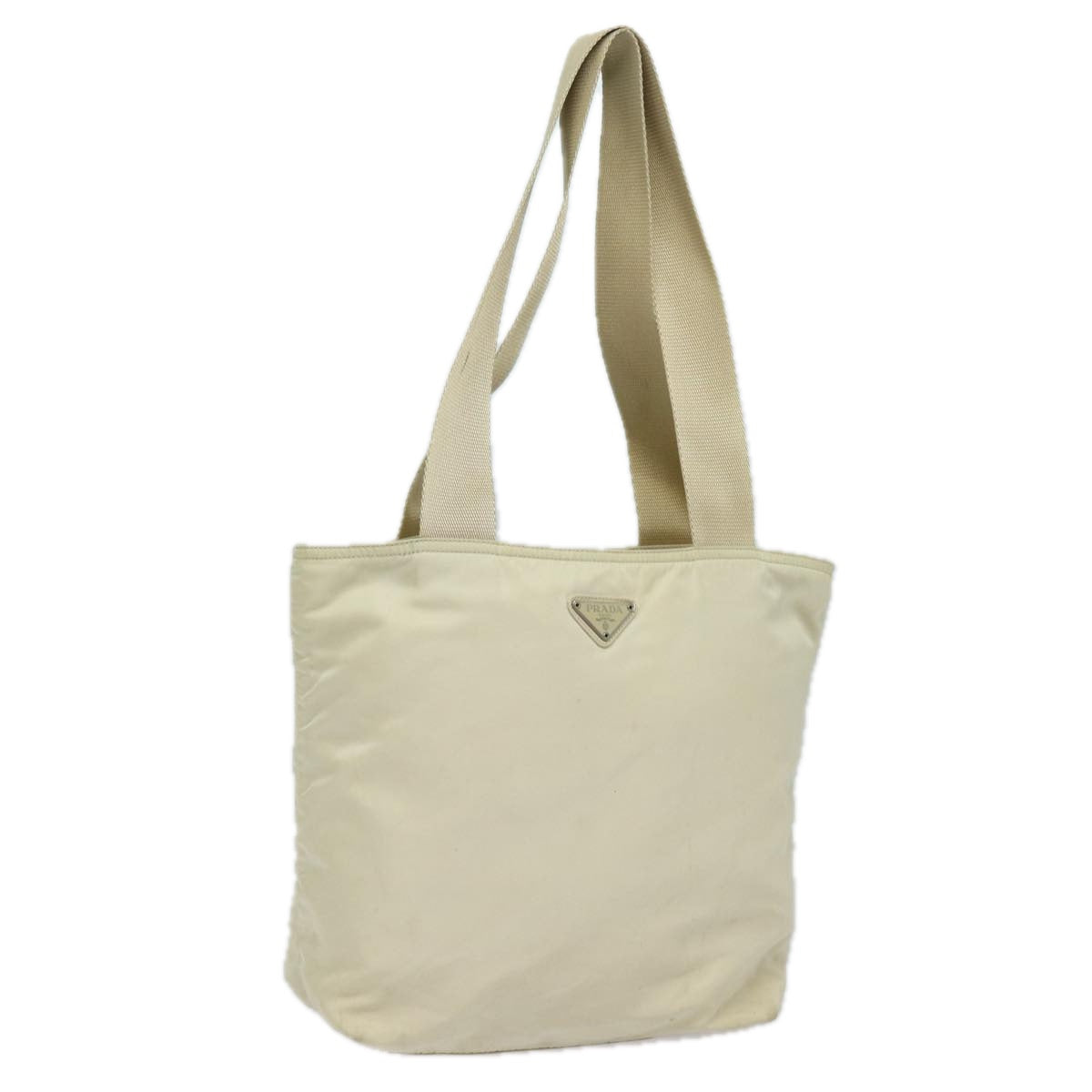 PRADA Nylon Tote Bag Beige Auth