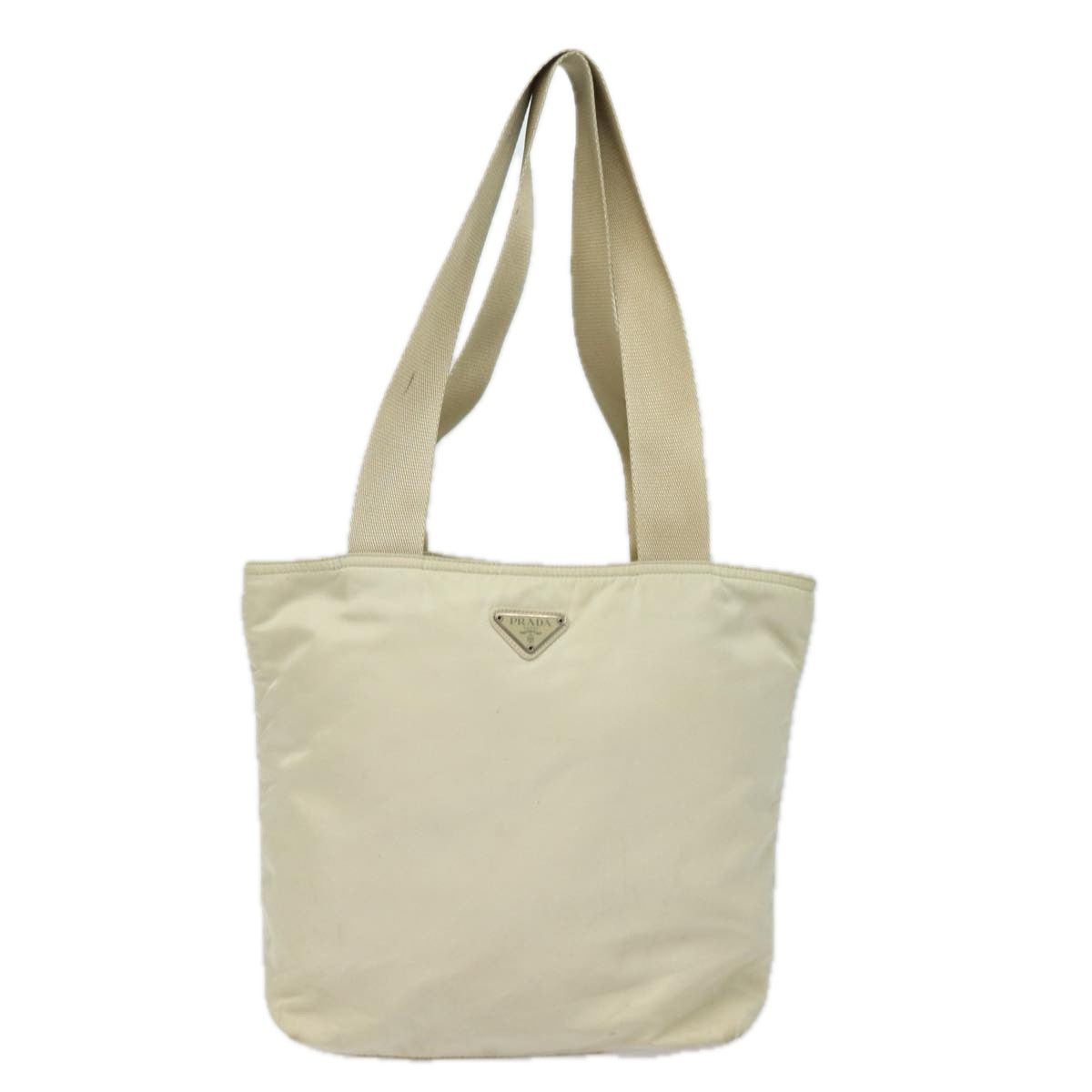 PRADA Nylon Tote Bag Beige Auth