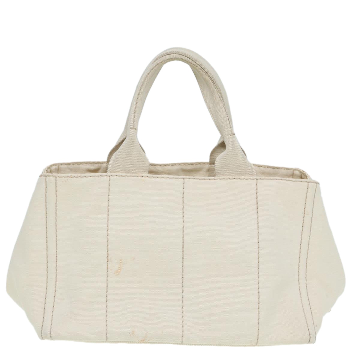 PRADA Canapa MM Hand Bag Canvas Beige Auth