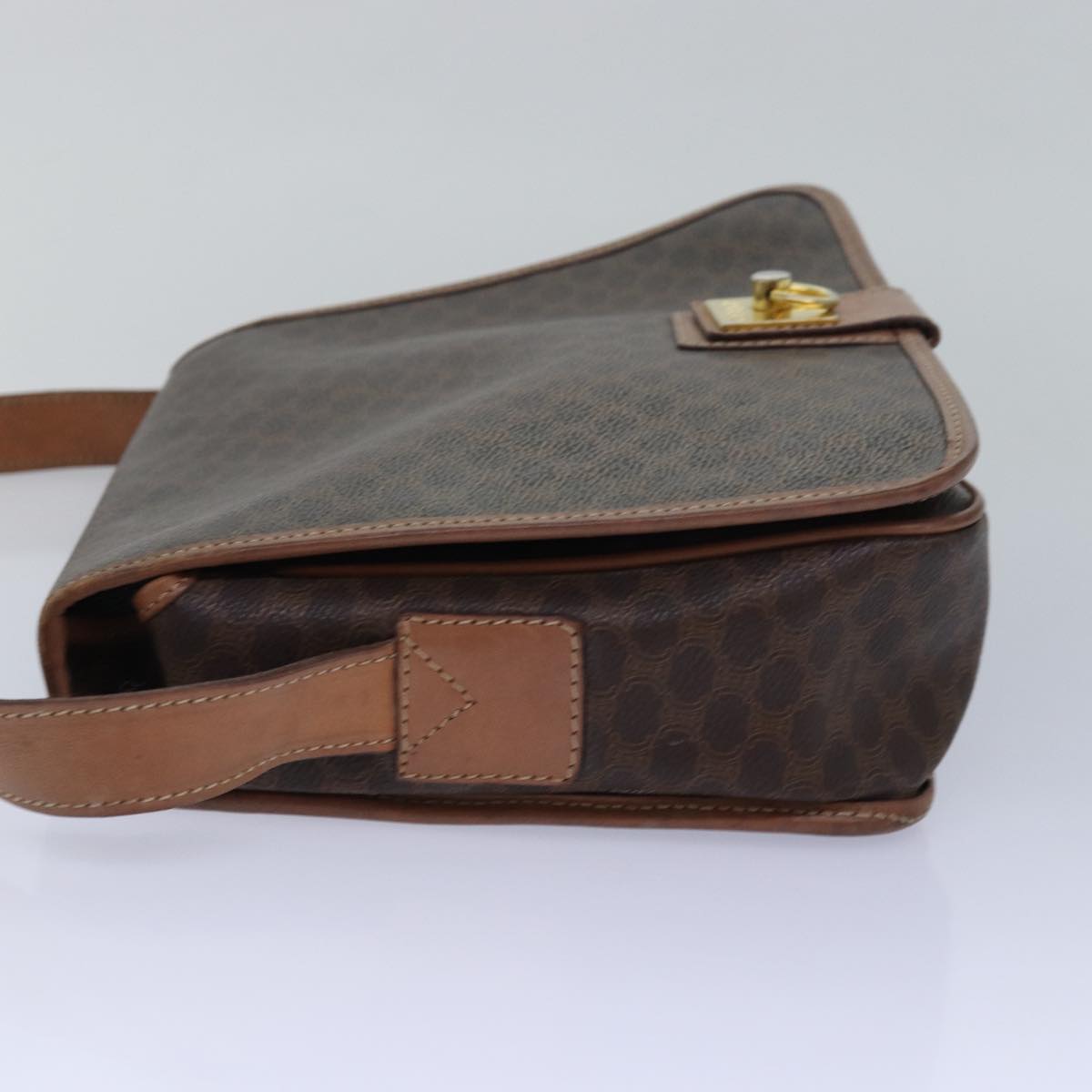 Luxury CELINE Macadam Canvas Shoulder Bag PVC Leather Beige 80231