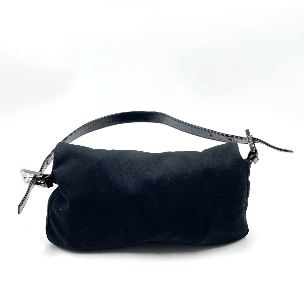FENDI Baguette   Black Cloth Silver Hardware