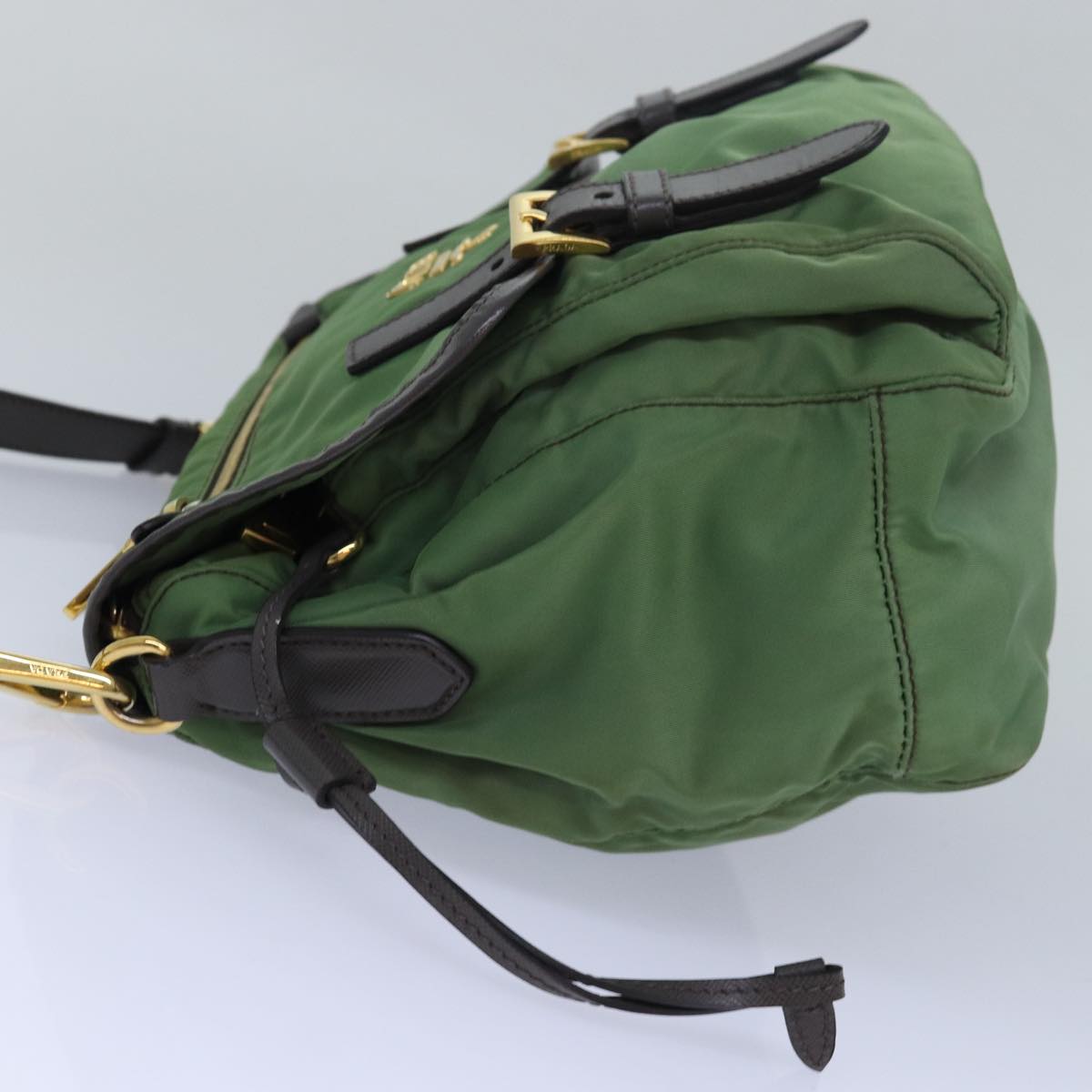 PRADA Shoulder Bag Nylon Khaki Auth