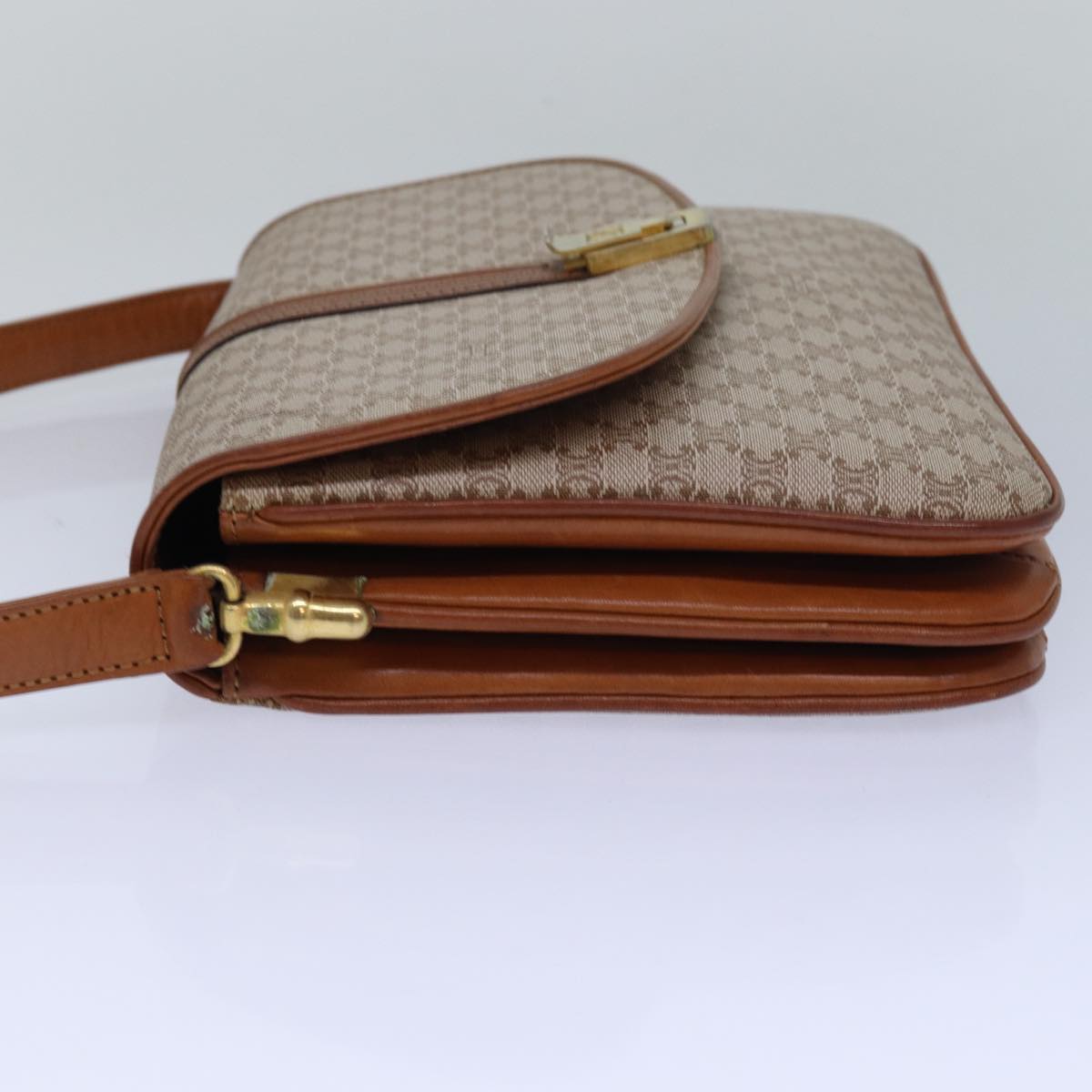 Luxury CELINE Macadam Canvas Shoulder Bag Beige 80570