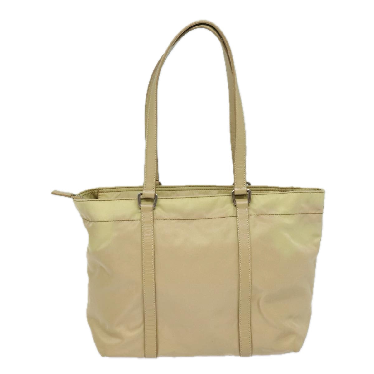 PRADA Tote Bag Nylon Beige Auth