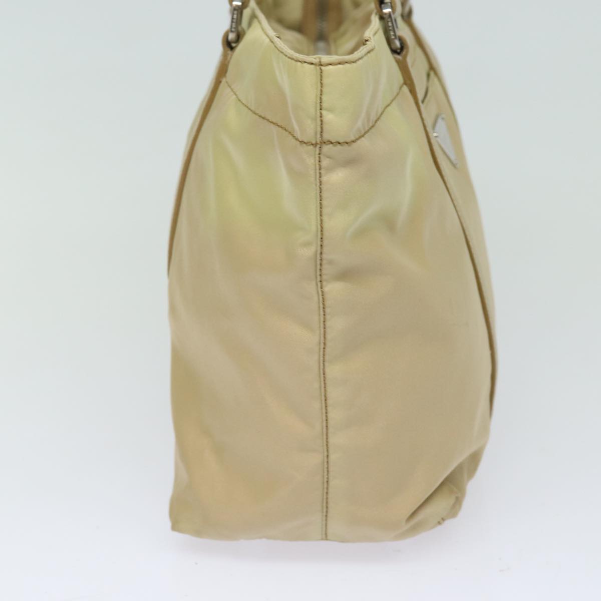 PRADA Tote Bag Nylon Beige Auth