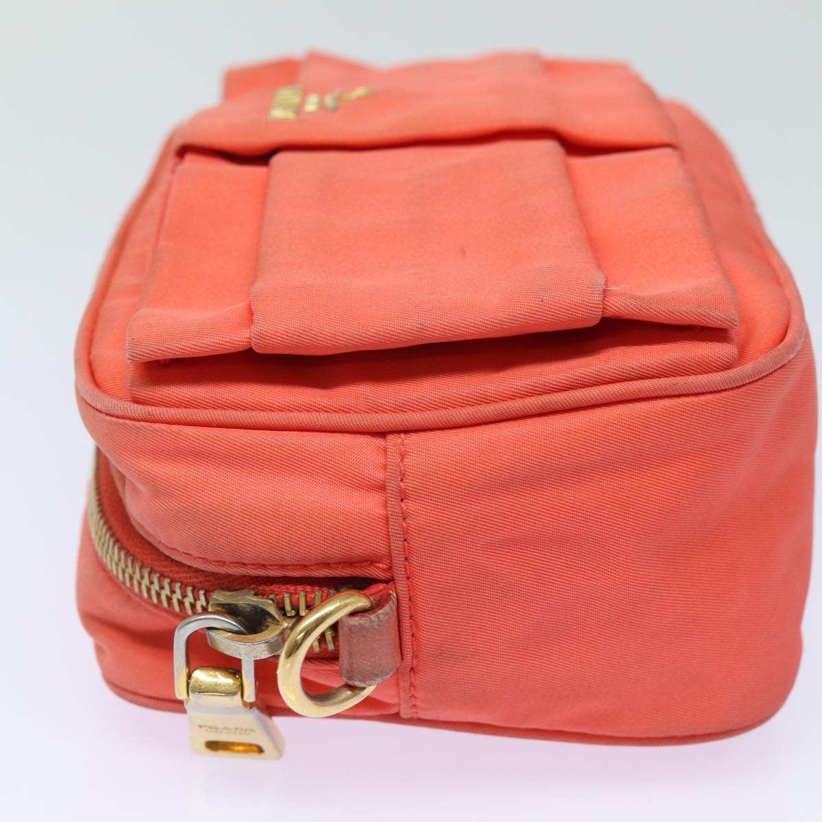 PRADA Ribbon Shoulder Bag Nylon Orange Auth
