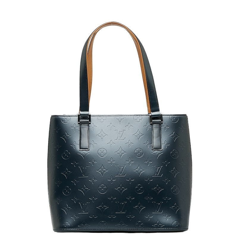Louis Vuitton Monogram Matt Stockton Handbag Blue Leather Louis Vuitton