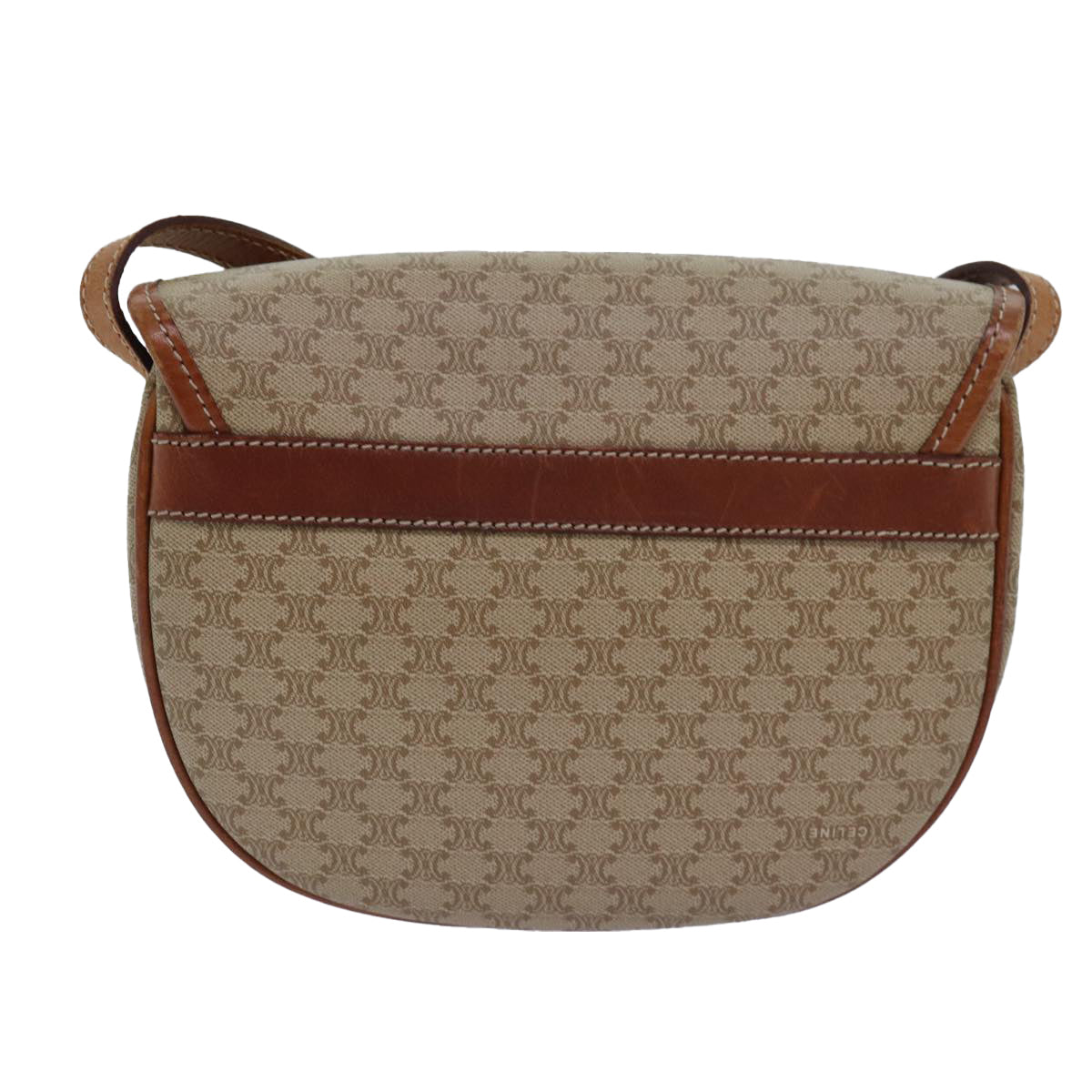 Luxury CELINE Macadam Canvas Shoulder Bag Beige 80815