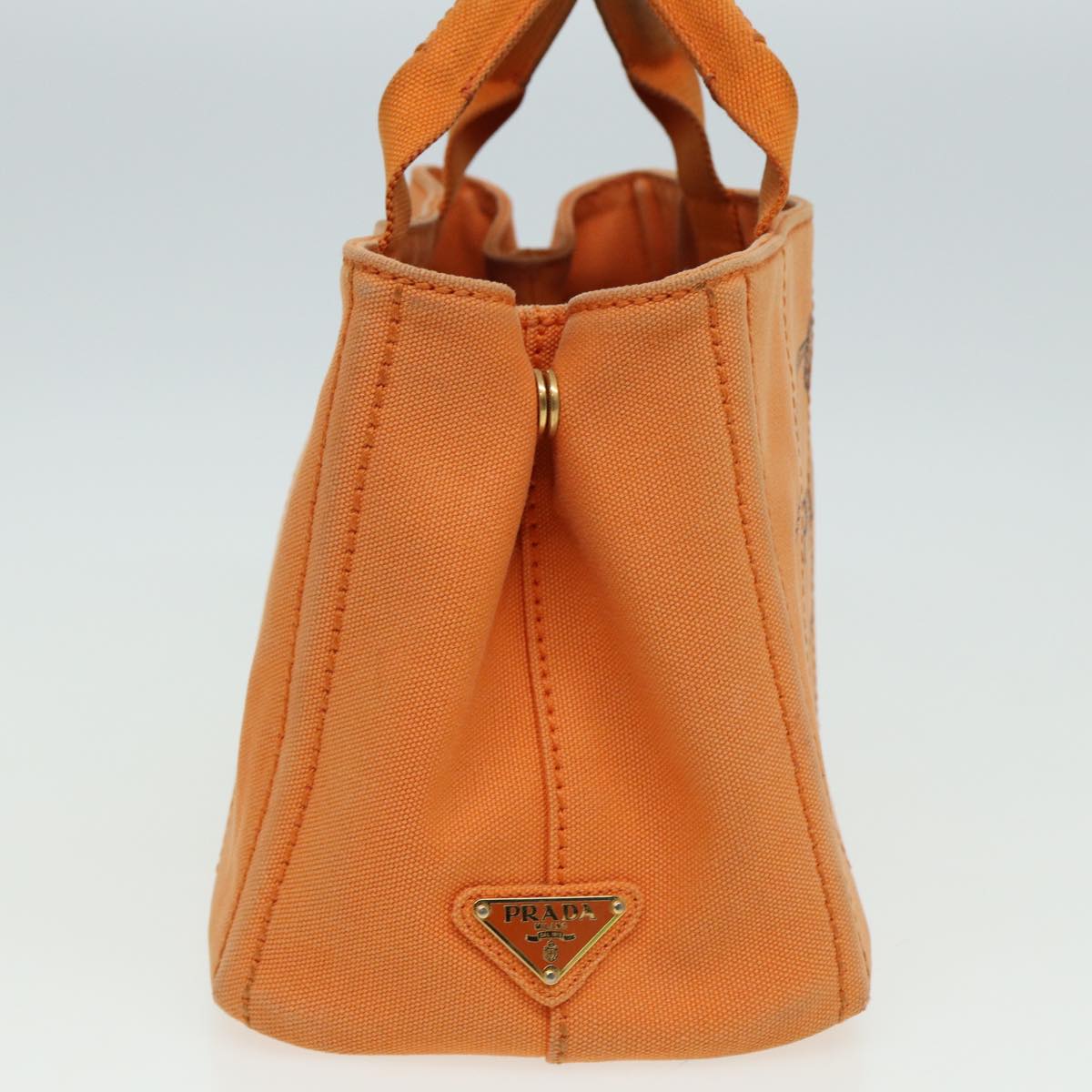 PRADA Canapa PM Hand Bag Canvas Orange Auth