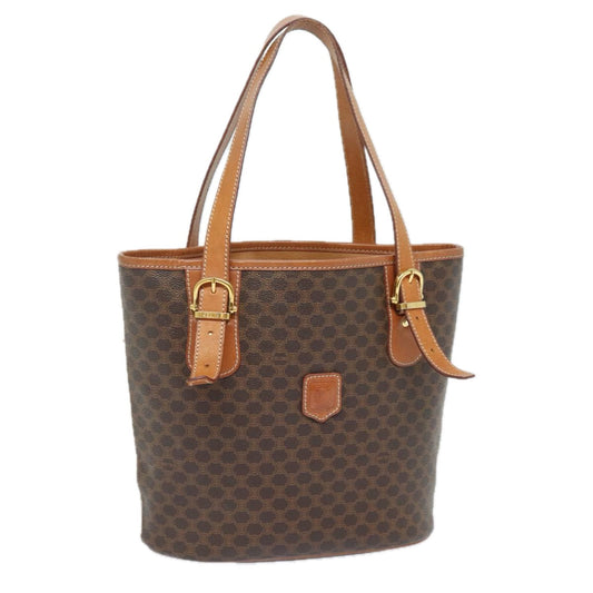 Luxury CELINE Macadam Canvas Hand Bag PVC Leather Brown 80879