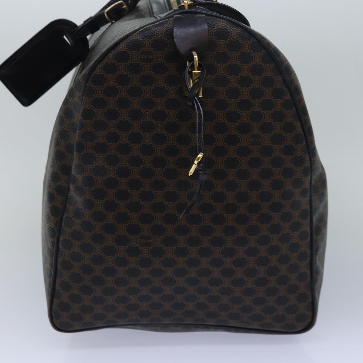 Luxury CELINE Macadam Canvas Boston Bag PVC Leather Black 80880