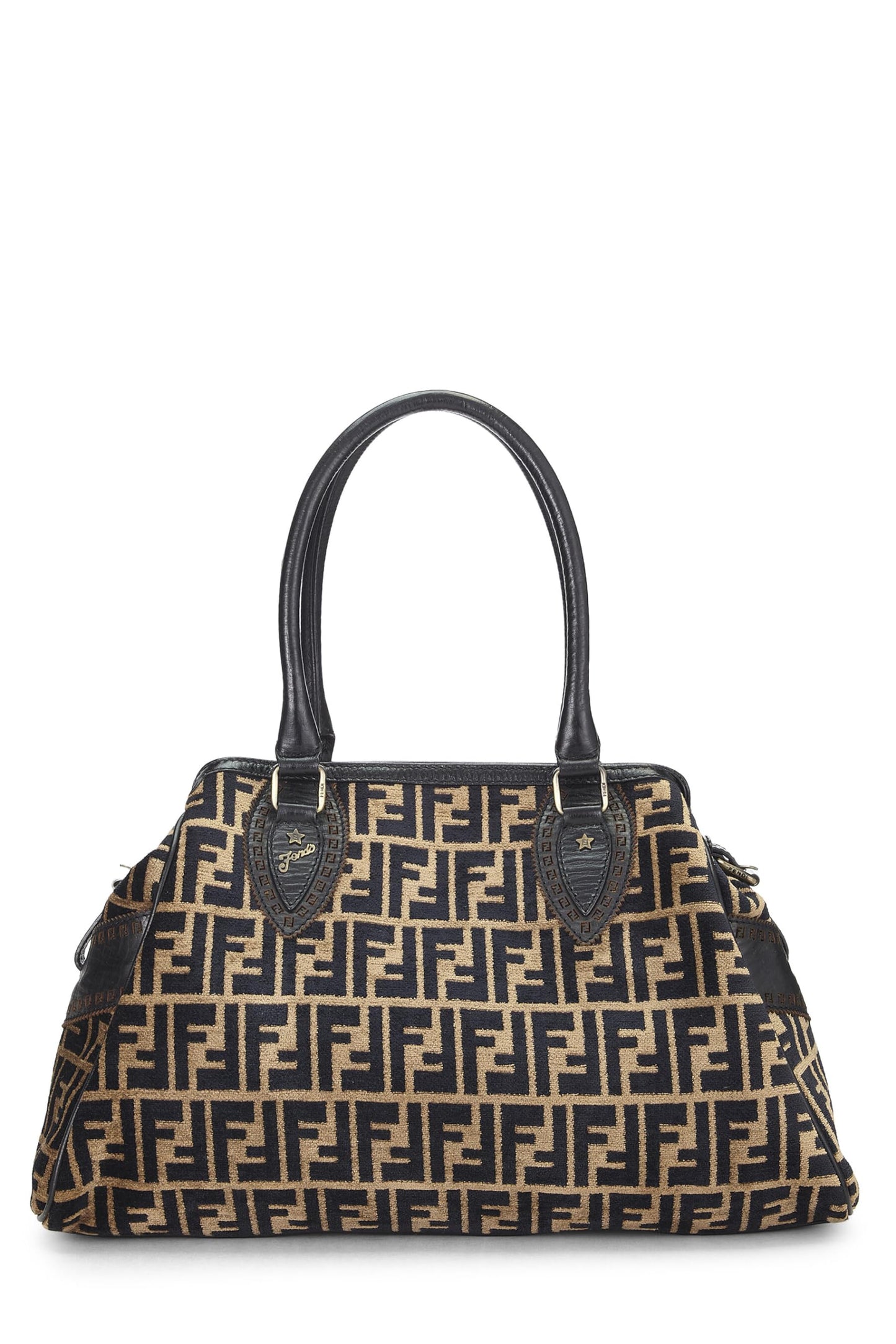Fendi, Black & Beige Zucca Velour Bag Du Jour Medium, Brown