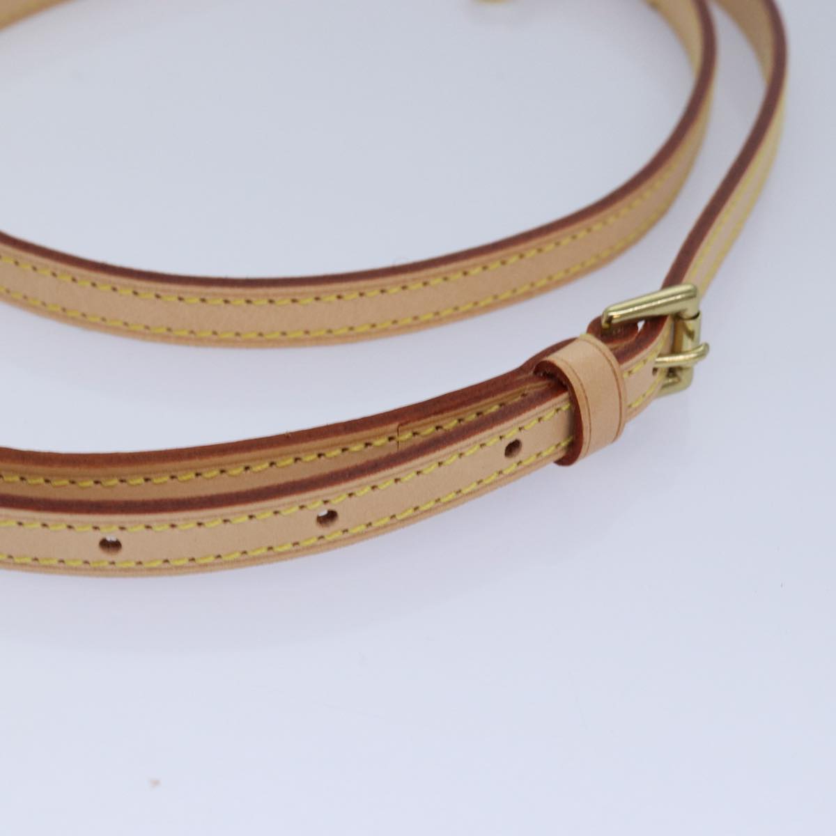 LOUIS VUITTON Adjustable Shoulder Strap Leather 36.6"-43.7" Beige Auth 81036