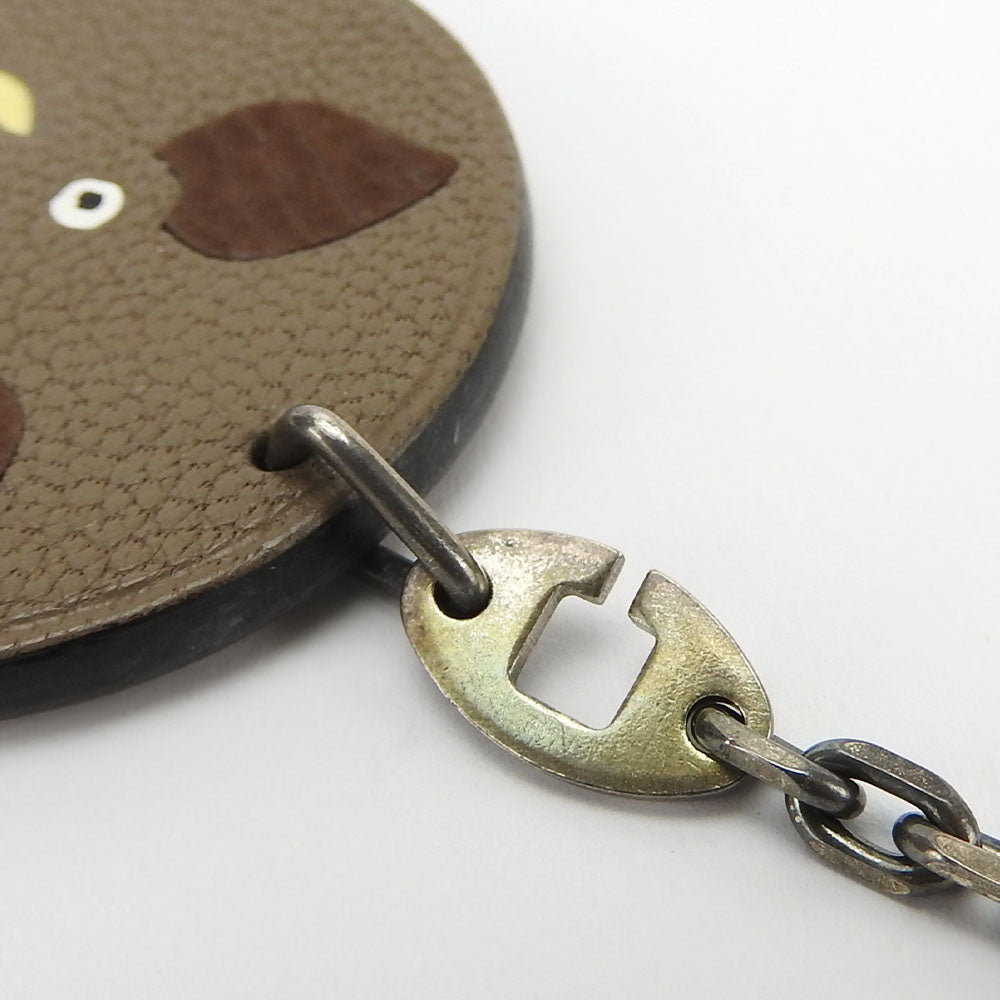 HERMES Bag charm Leather, Silver925 Brown Animal motif Boar 2007 limited edition Women