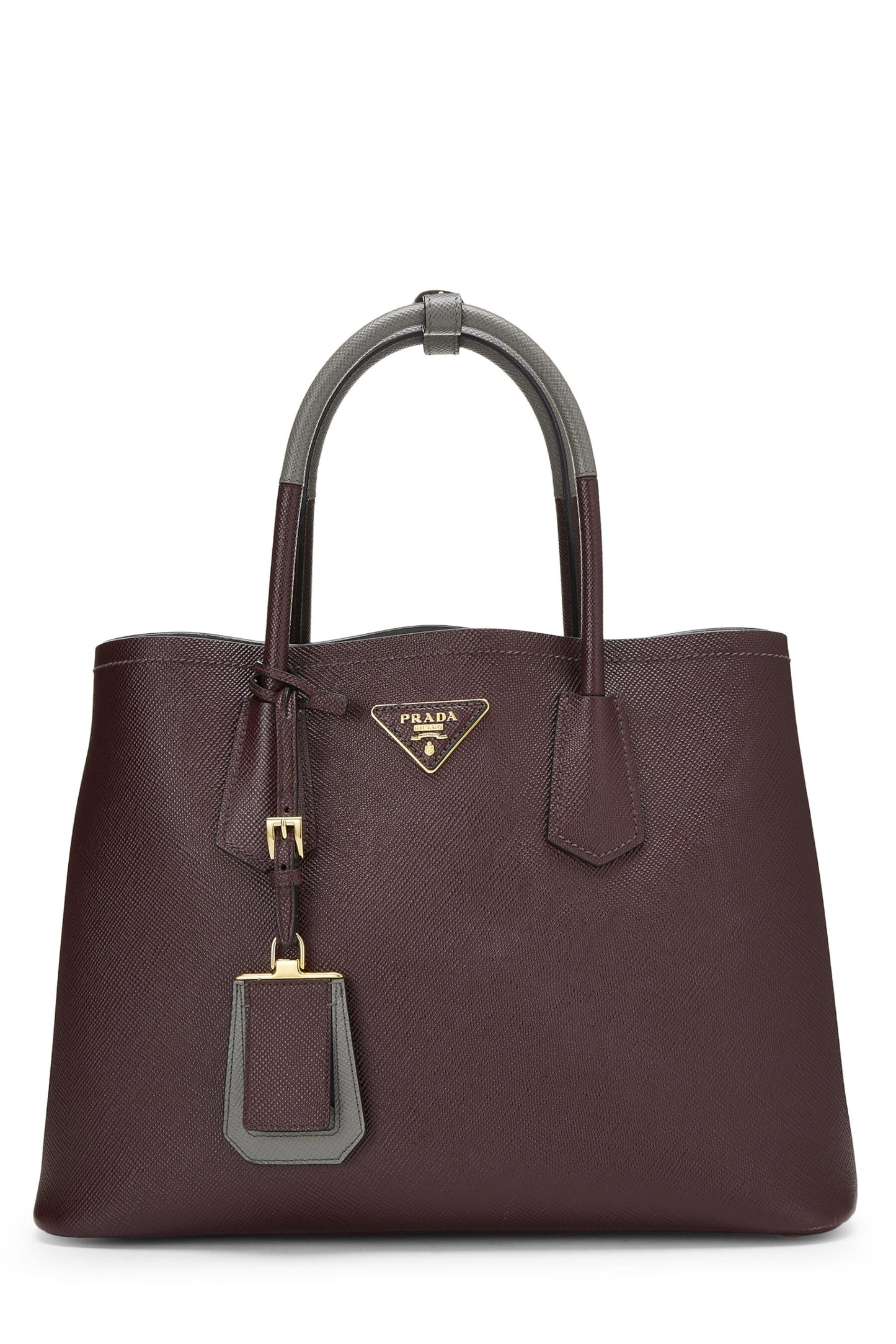 Prada, Purple Saffiano Double Bag Tote Medium, Purple