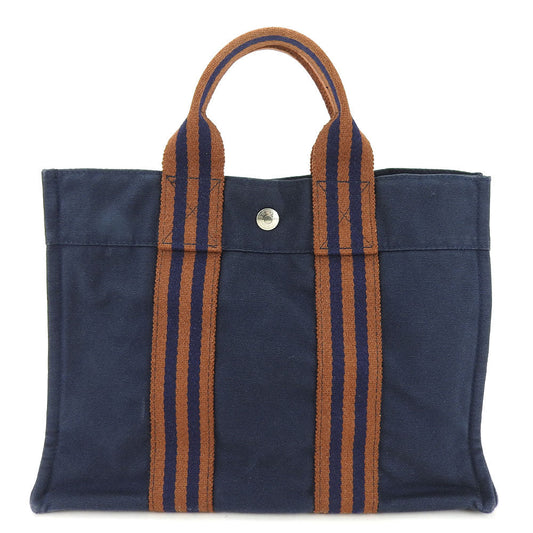 HERMES Tote Bag canvas Navy Fool ToePM unisex(Unisex)
