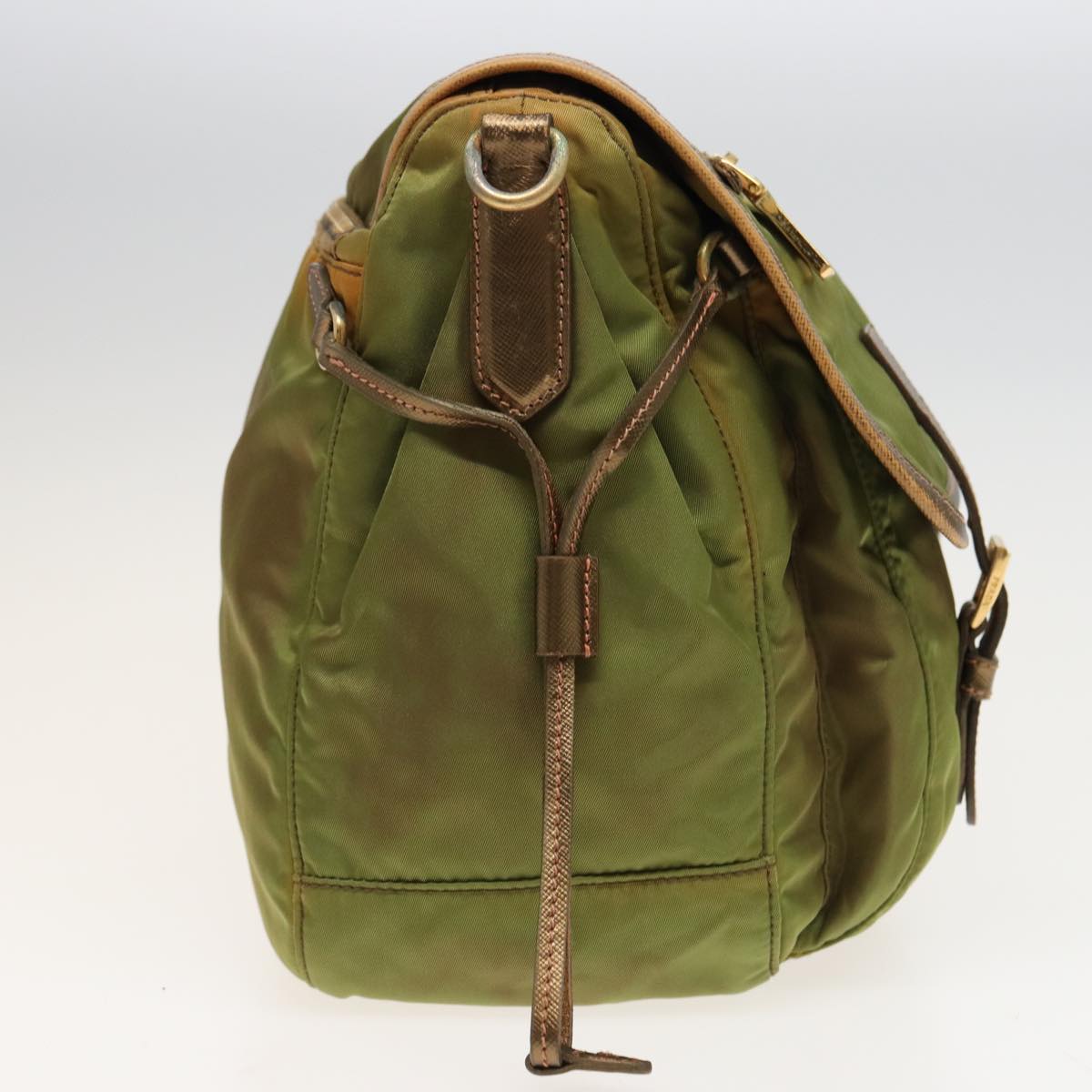 PRADA Shoulder Bag Nylon Khaki Auth