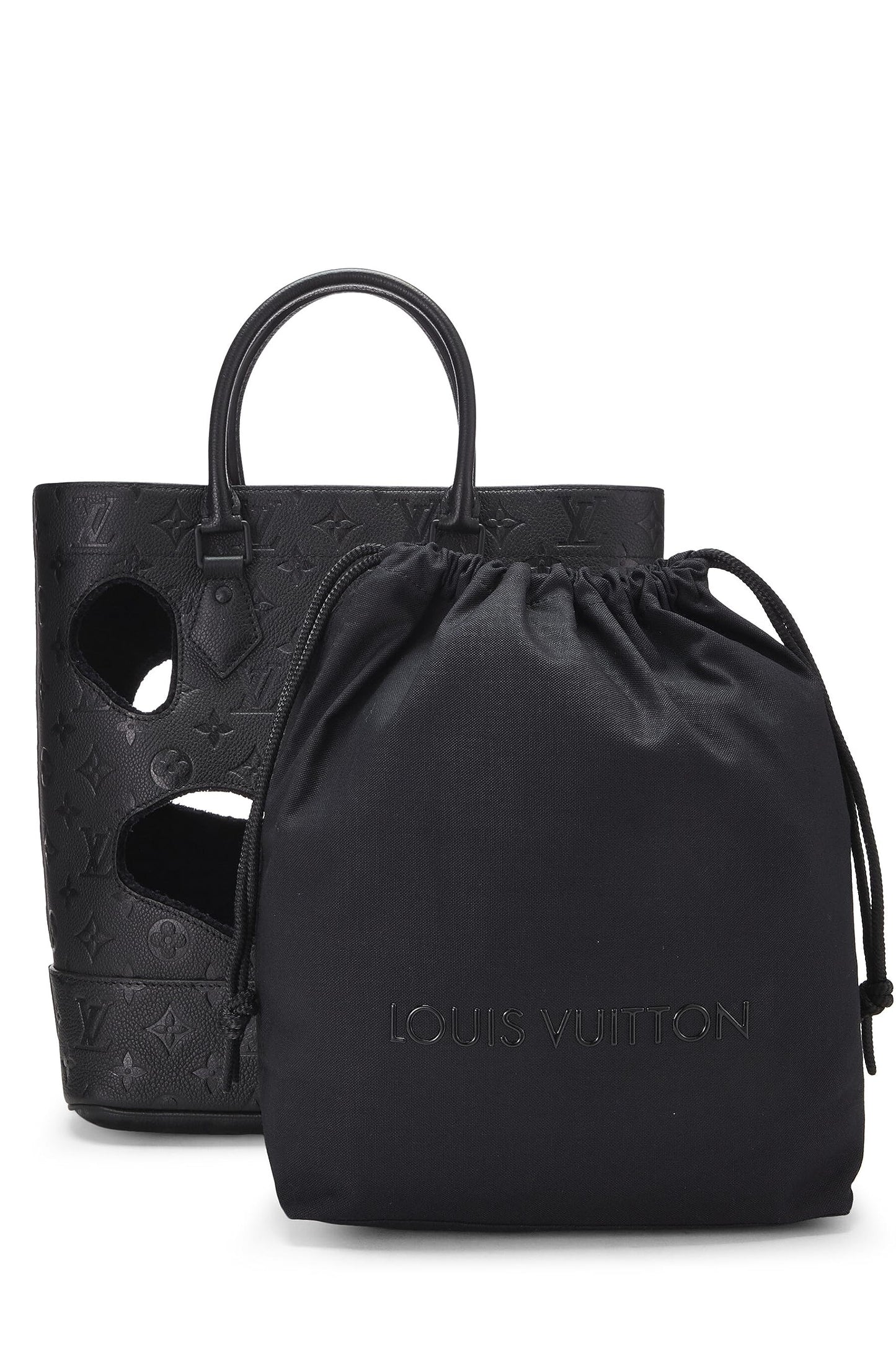 Louis Vuitton, Comme des Garçons x Louis Vuitton Black Monogram Empreinte Bag with Holes PM, Black