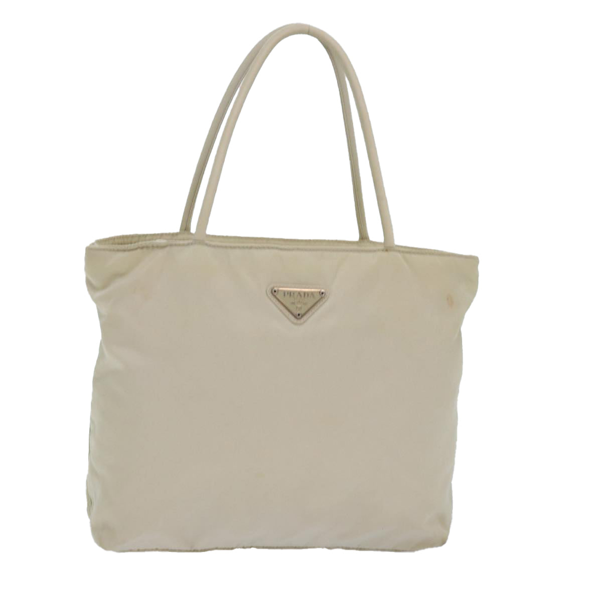 PRADA Tote Bag Nylon Beige Auth