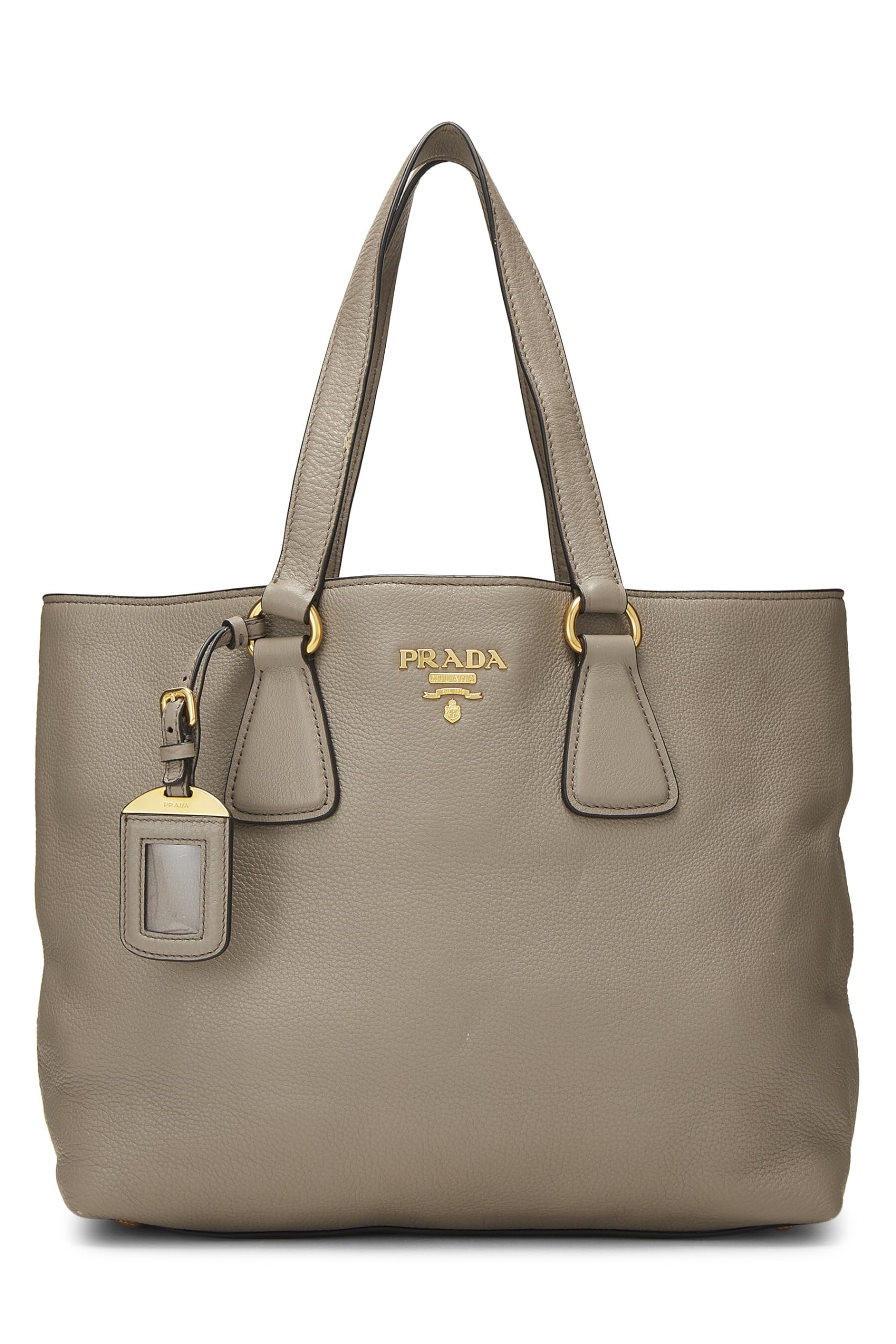 Prada, Grey Vitello Daino Tote Small, Grey