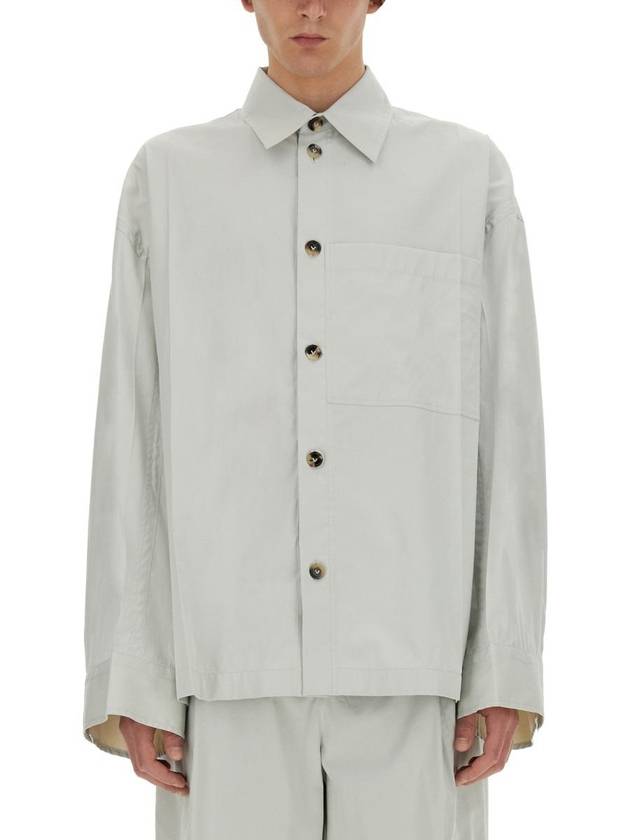 Luxury Bottega Veneta Cotton Silk Long Sleeve Shirt Cloud