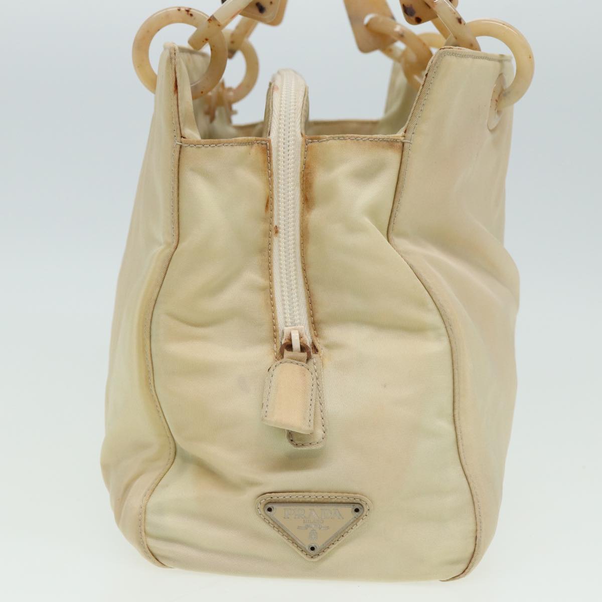 PRADA Hand Bag Nylon Beige Auth
