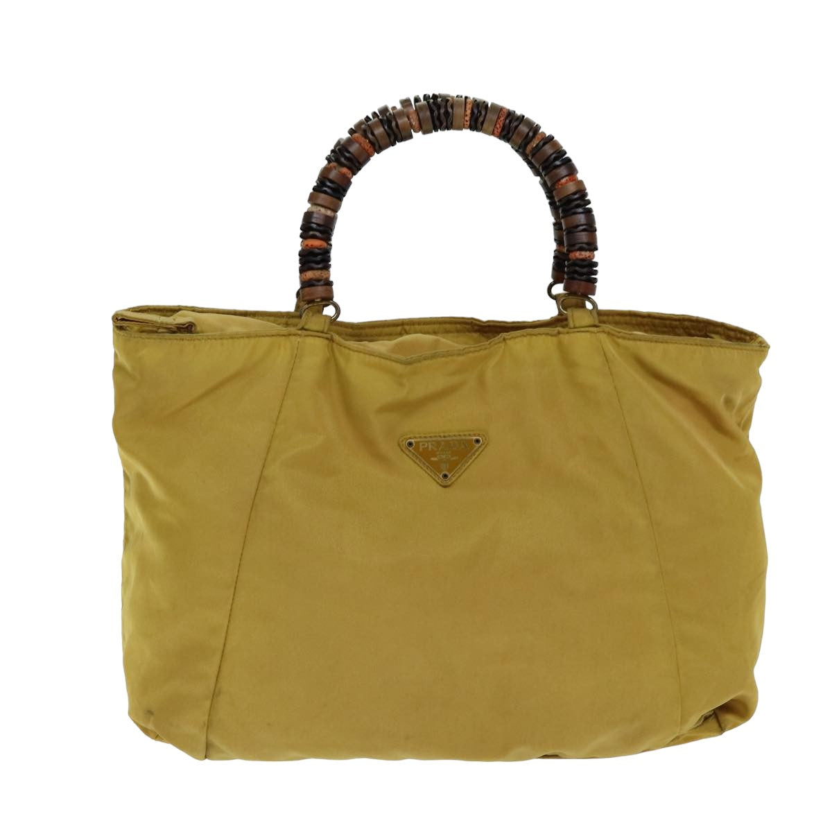 PRADA Hand Bag Nylon Yellow Auth