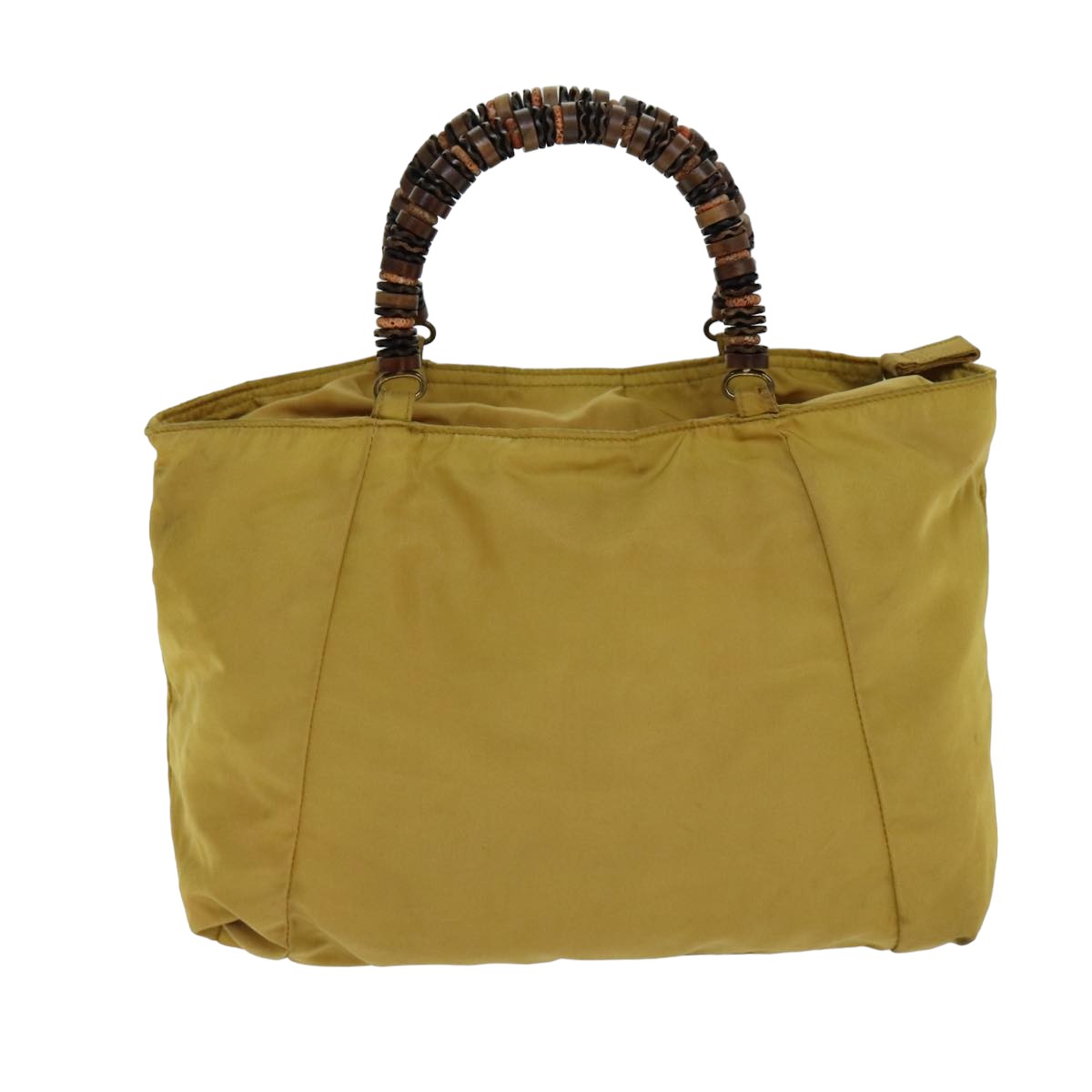 PRADA Hand Bag Nylon Yellow Auth