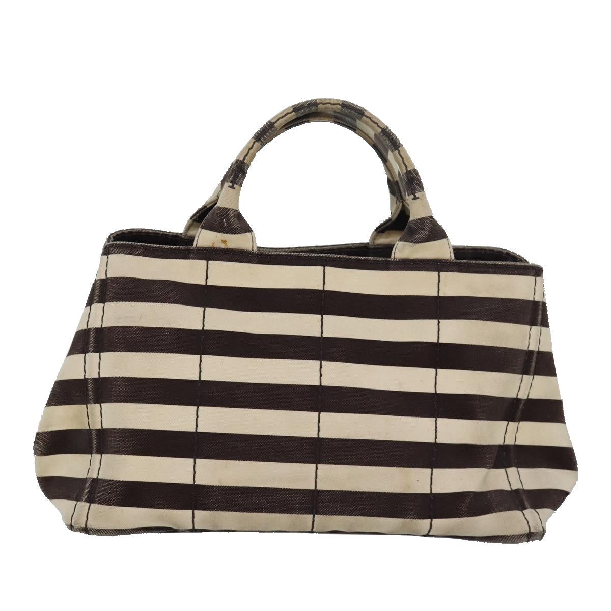 PRADA Canapa MM Hand Bag Canvas Brown Auth