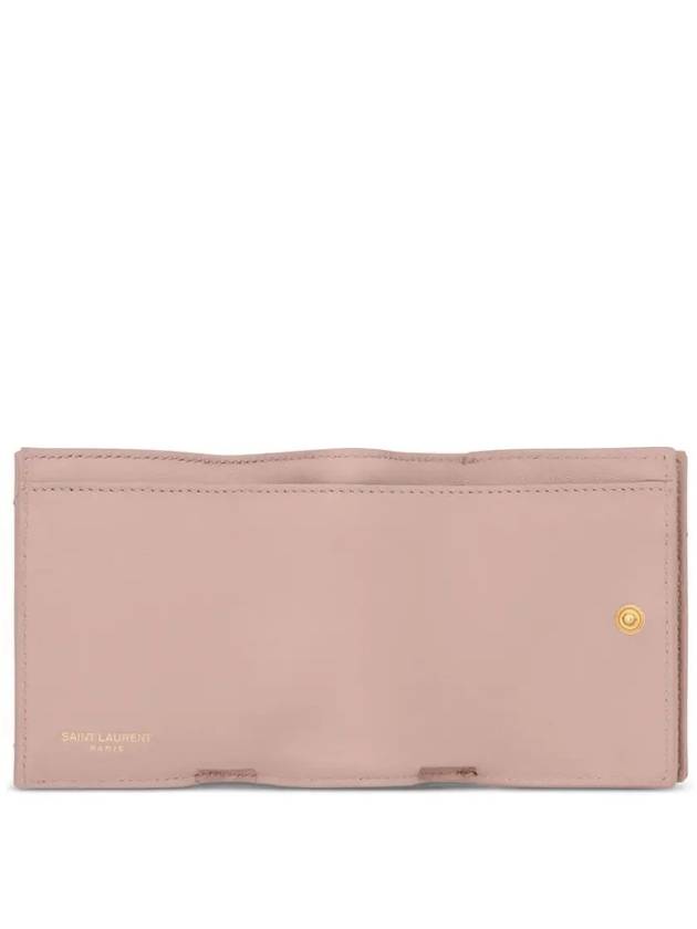 Luxury Saint Laurent Trending 2026 Monogram Quilted Mini Half Wallet Pale Pink