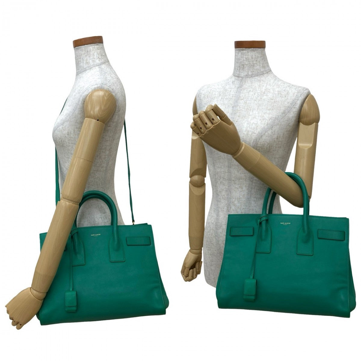 YVES SAINT LAURENT Shoulder Bag leather green Sac de Jules